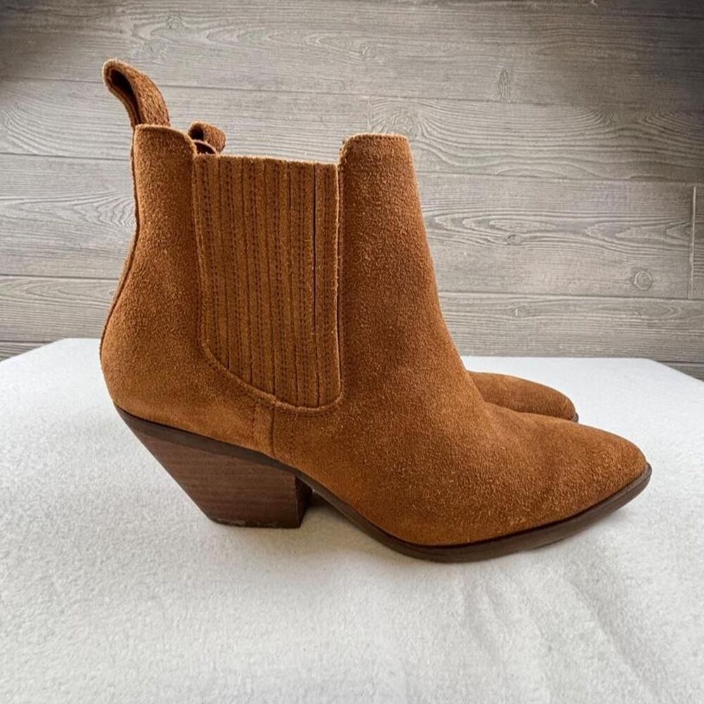 Patina Brown Suede Chelsea Ankle Boots Women's 8.5 Western Booties